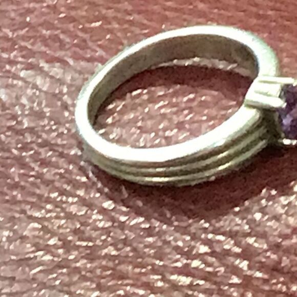 Ring, Purple Cubic Zirconia Ring, NEW, size 7.5, Handmade, CZ, Artisan - Picture 5 of 7